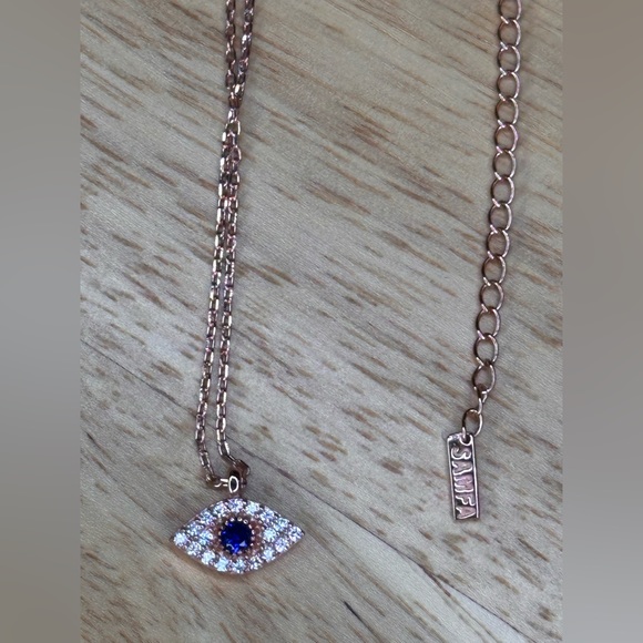 ✨2X Host Pick✨Sapphire Evil Eye Necklace- Rose Gold - Picture 10 of 11